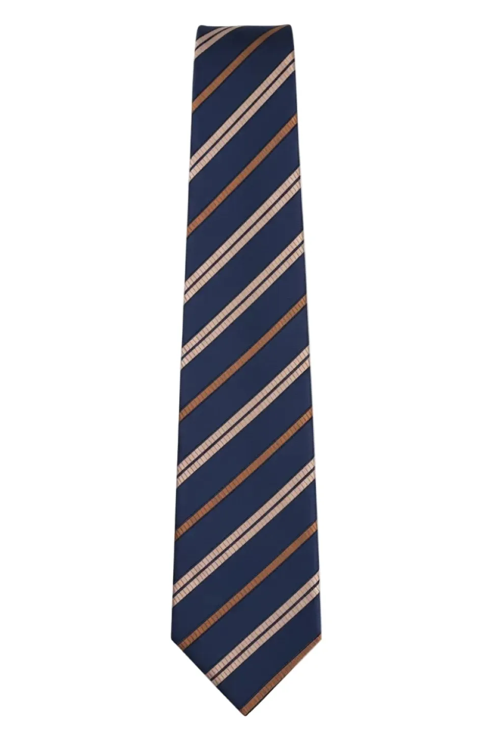 Navy Tie with Diagonal Brown Stripe