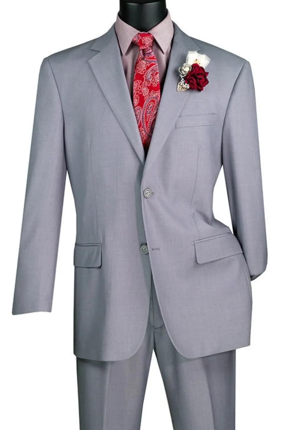 Nola Collection - Light Gray Regular Fit 2 Piece Suit With Adjustable Waistband Pants