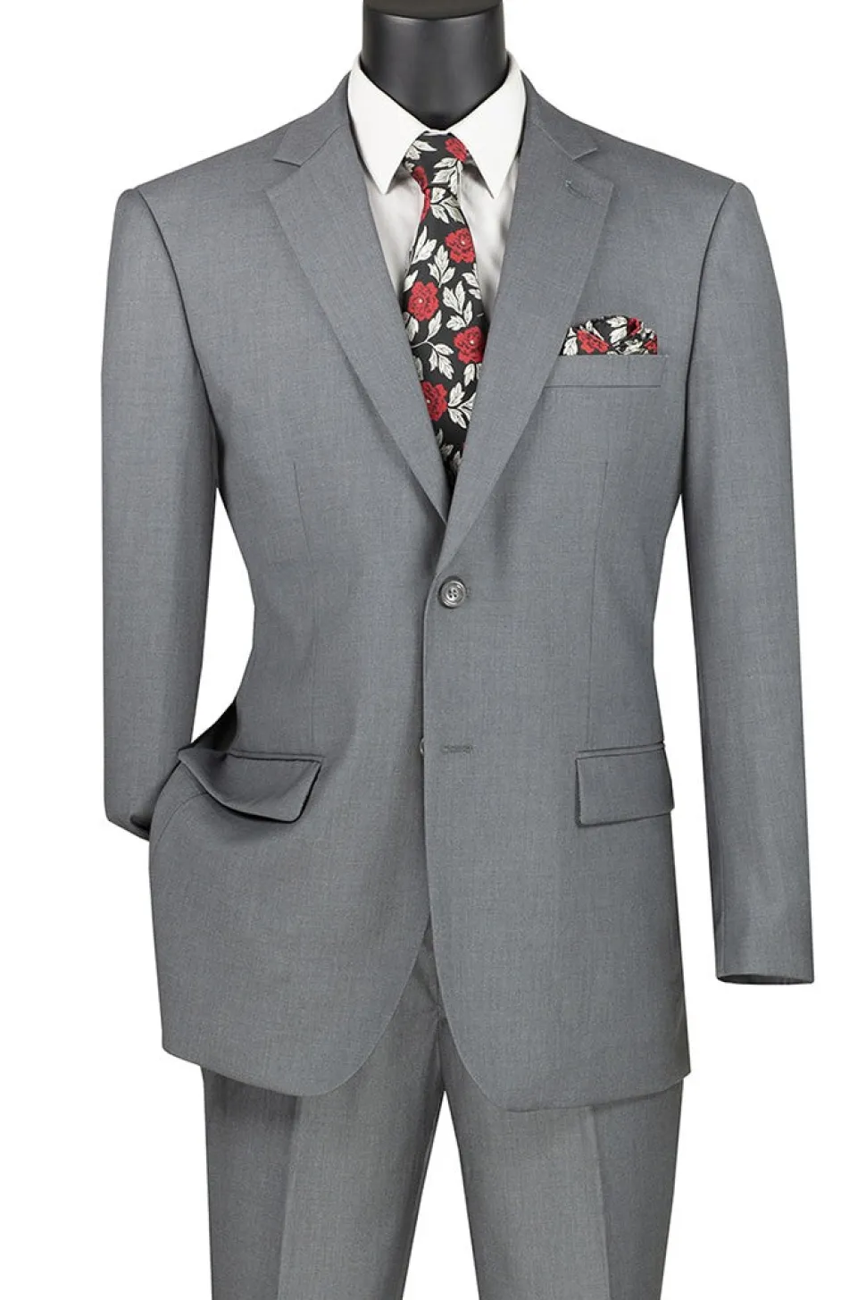 Nola Collection - Medium Gray Regular Fit 2 Piece Suit With Adjustable Waistband Pants