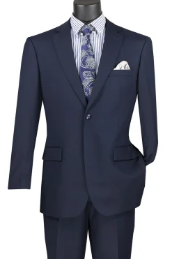 Nola Collection - Navy Regular Fit 2 Piece Suit With Adjustable Waistband Pants