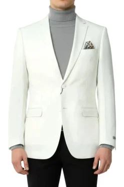 Off White Hybrid Fit Single Breasted Notch Lapel Jacket
