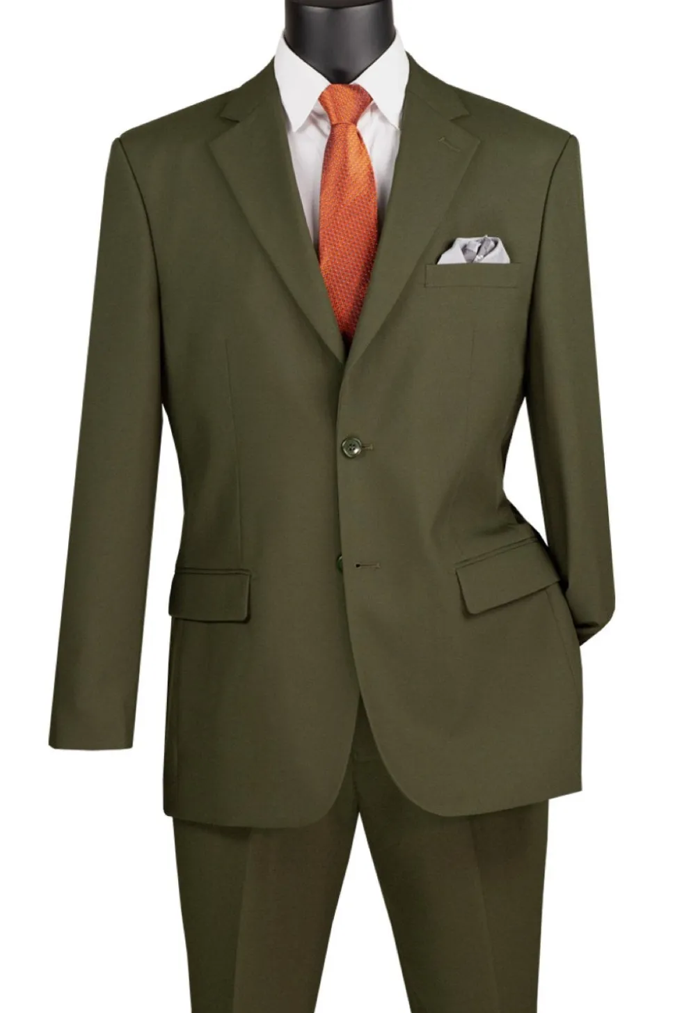 Olive Regular Fit Men's 2 Piece Business Suit 2 Button