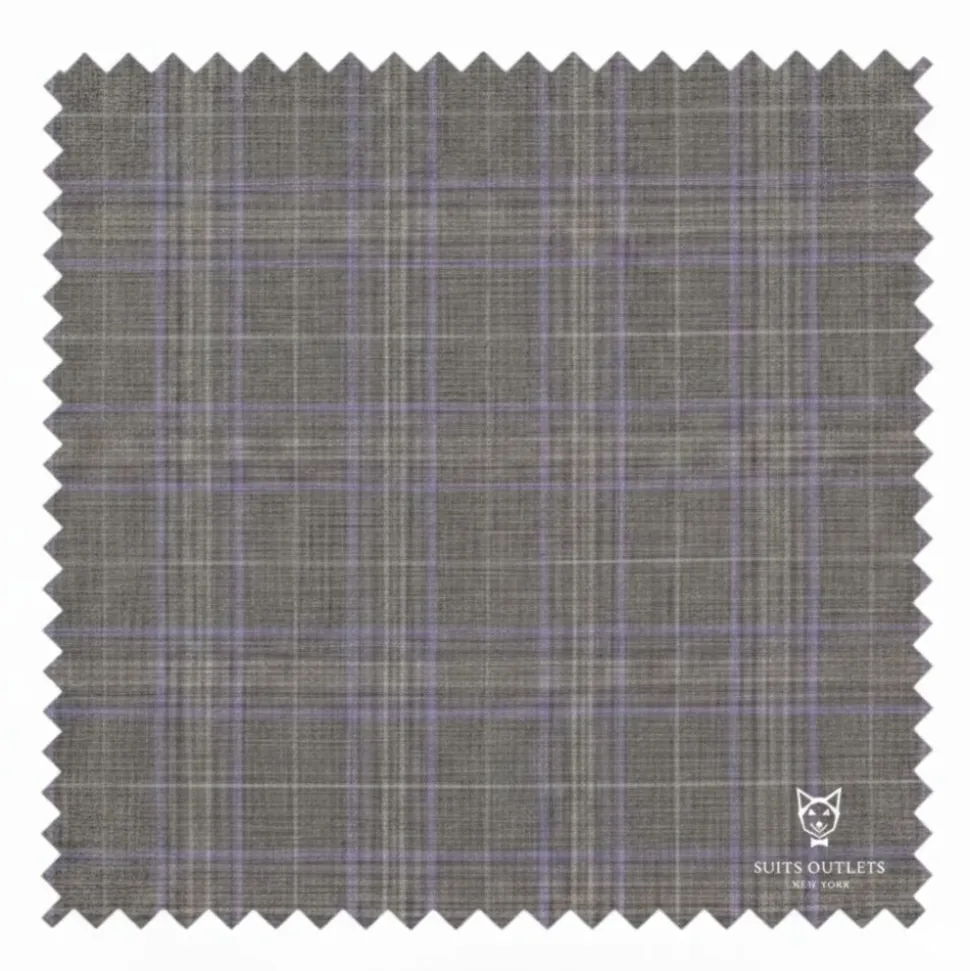 Pompey Collection - Men's Glen Plaid Dress Suit 2 Piece Regular Fit in Gray