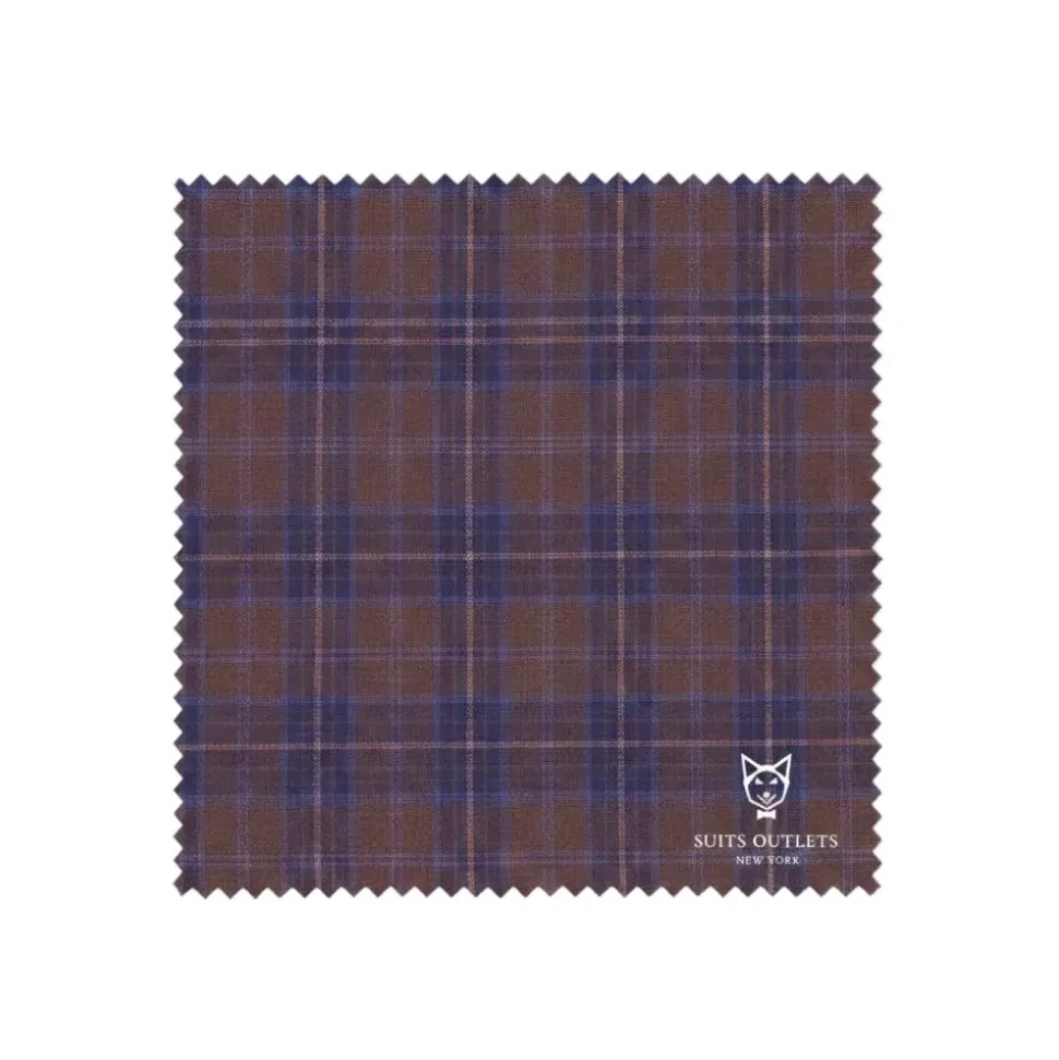 Purple Modern Fit Windowpane Peak Lapel 3 Piece Suit
