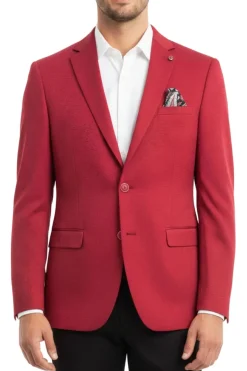 Red Hybrid Fit Single Breasted Notch Lapel Jacket