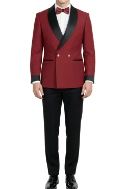 Red Slim Fit 2-Piece Double Breasted Shawl Lapel Tuxedo