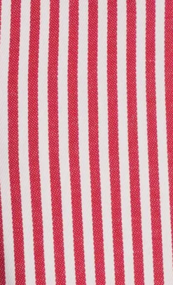 Red White Bold Stripe French Cuff Dress Shirt with Tie, Cuff Links and Pocket Square