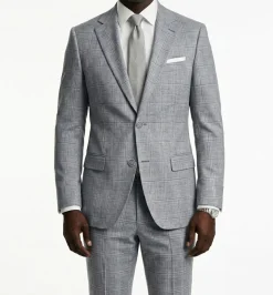 Regular Fit 2 Piece Plaid Suit in Gray