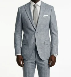 Regular Fit 2 Piece Plaid Suit in Charcoal