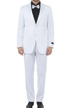 Regular Fit White 2 Piece Tuxedo With Satin Lapel
