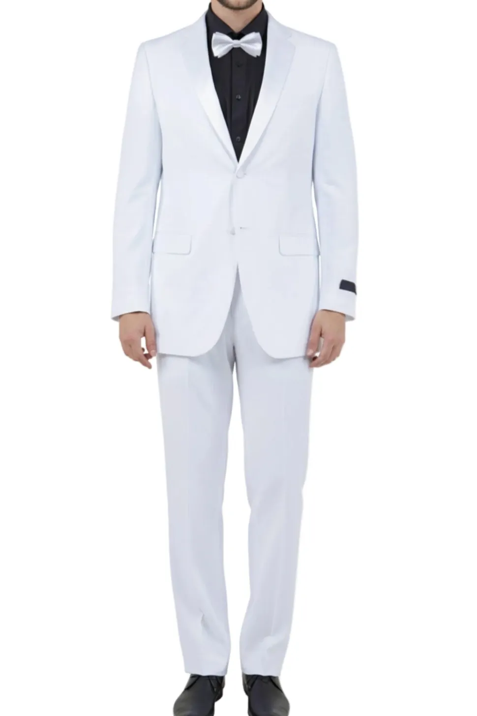 Regular Fit White 2 Piece Tuxedo With Satin Lapel