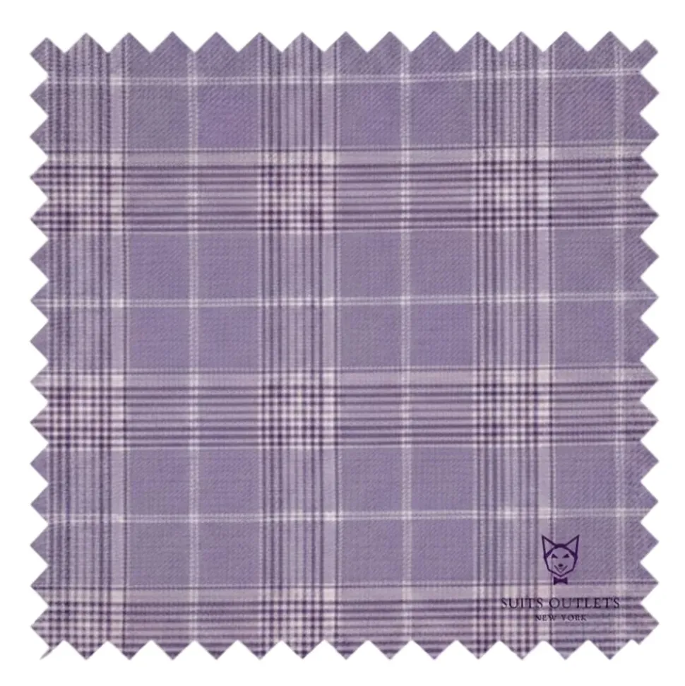 Renaissance Collection - Regular Fit Glen Plaid 3 Piece Suit Light Purple
