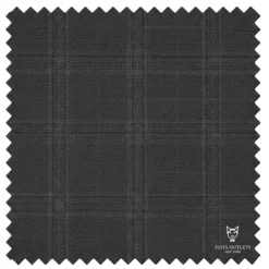 (40R, 42L, 44L, 48R, 52L, 54L) Black 3-Piece Regular Fit Glen Plaid Suit