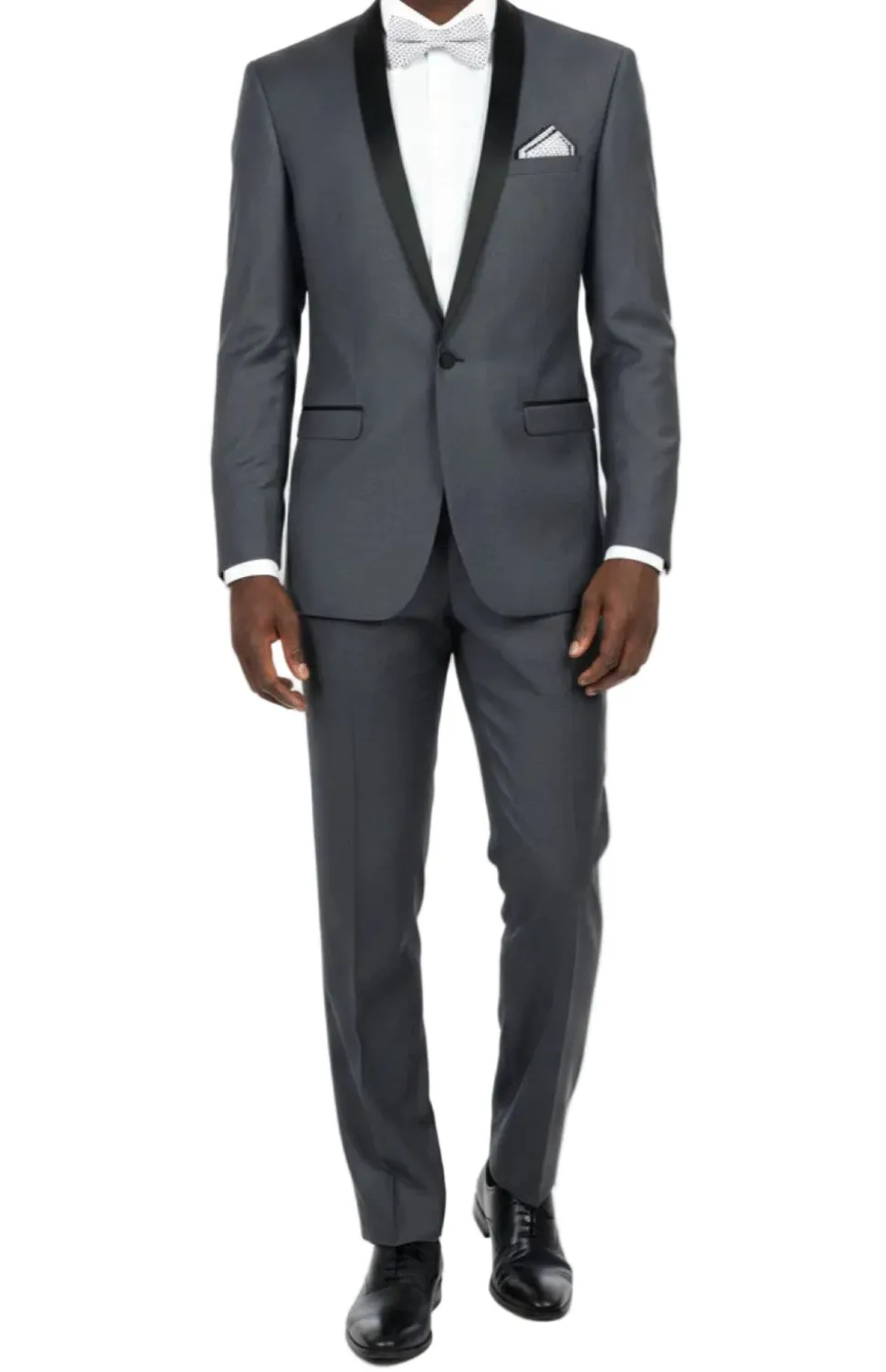 (38R, 38L) Slim Fit 2 Piece Heather Gray Tuxedo