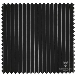 Rockefeller Collection - Double Breasted Stripe Suit Black Regular Fit 2 Piece with Adjustable Waistband Pants