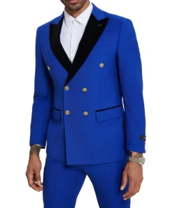Royal Blue 2 Piece Slim Fit Double Breasted Tuxedo