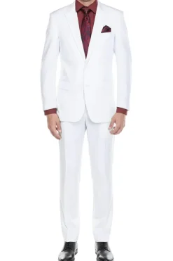 (34R) 2 Piece Suit 2 Buttons Regular Fit In White