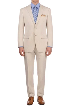 (46R, 48R, 52R, 54R) Tan Modern Fit Seersucker