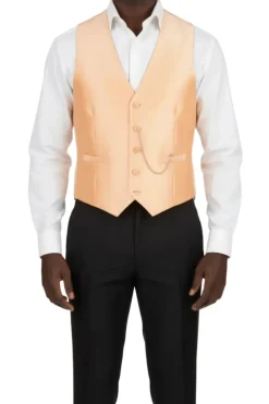 (50R) Slim Fit Satin Blazer and Vest - Melon