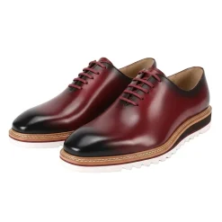 Ruben Collection - Wine Leather Plain Toe Shoes