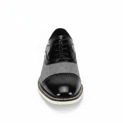 Sinclair Collection - Black/White Plaid Leather Cap-Toe Dress Shoes