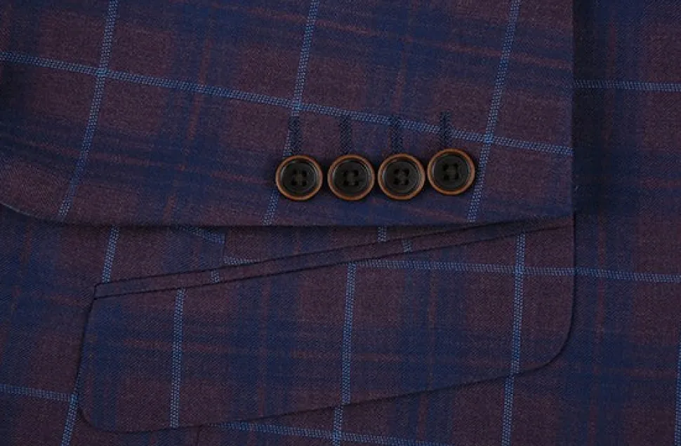 Slim Fit Blazer Glen Plaid in Blue