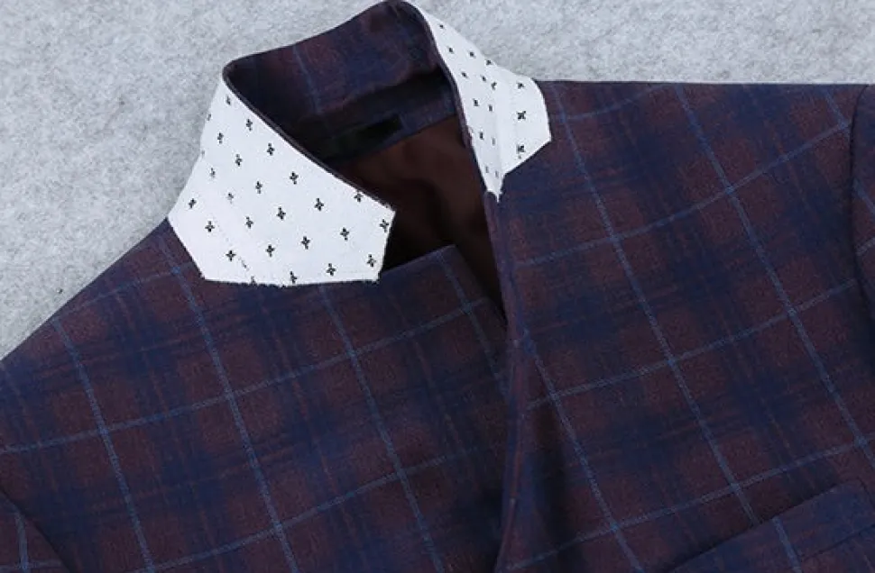 Slim Fit Blazer Glen Plaid in Blue