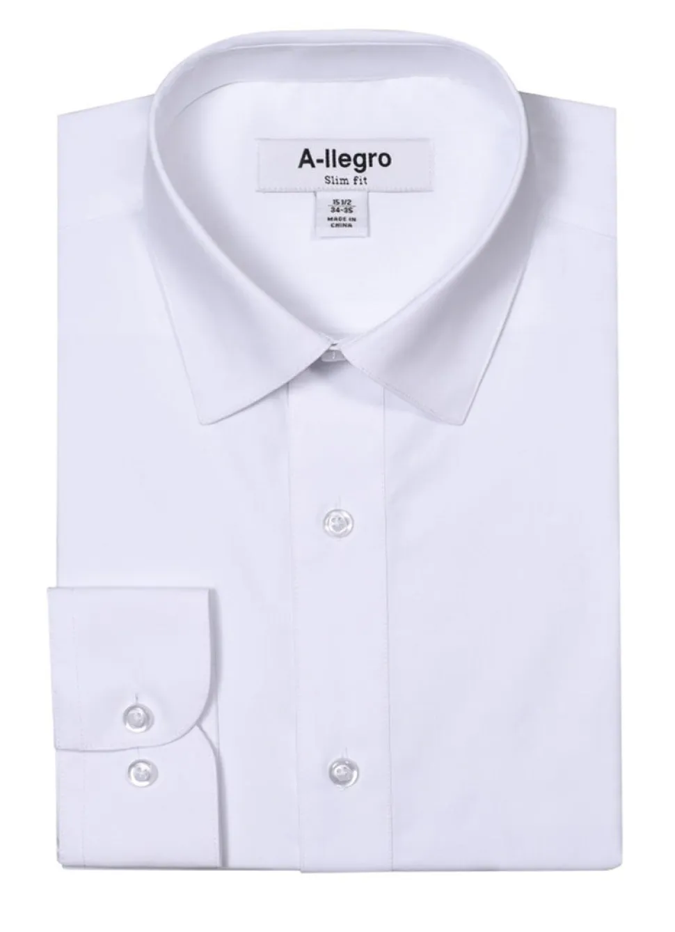 Slim Fit Cotton Convertible Cuff Dress Shirt In White