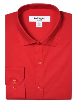 Slim Fit Cotton Convertible Cuff Dress Shirt In Red