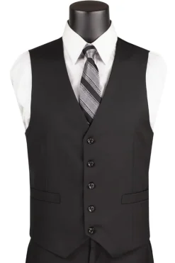 Slim Fit Men's Suit 3 Piece 2 Button in Black