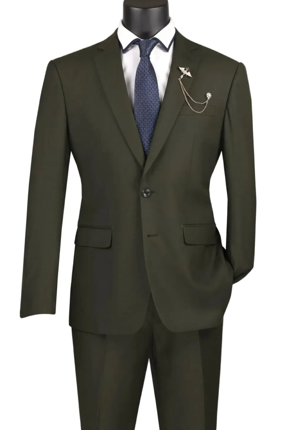 Slim Fit Men's Suit 2 Piece 2 Button in Olive