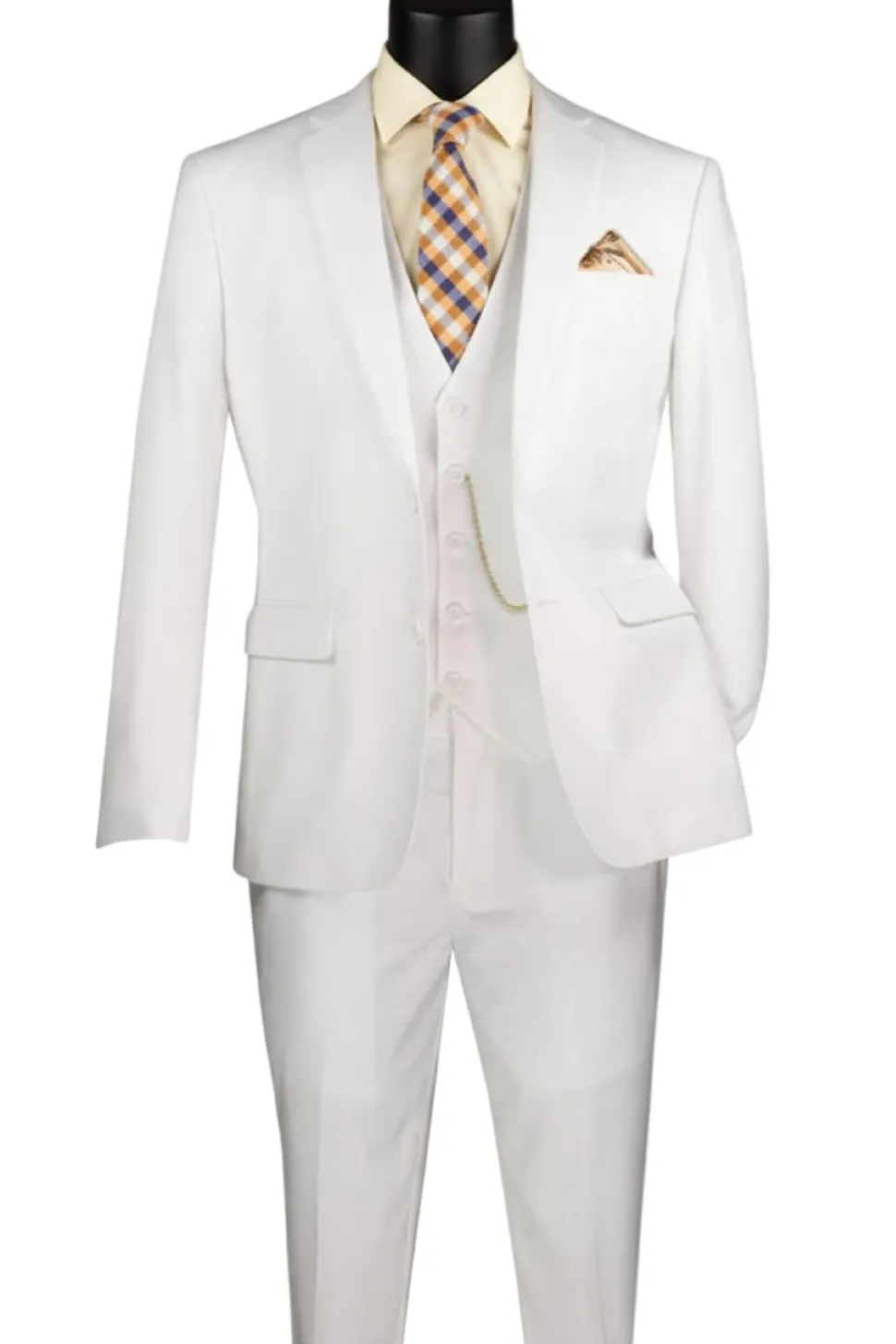 Slim Fit Men's Suit 3 Piece 2 Button in White