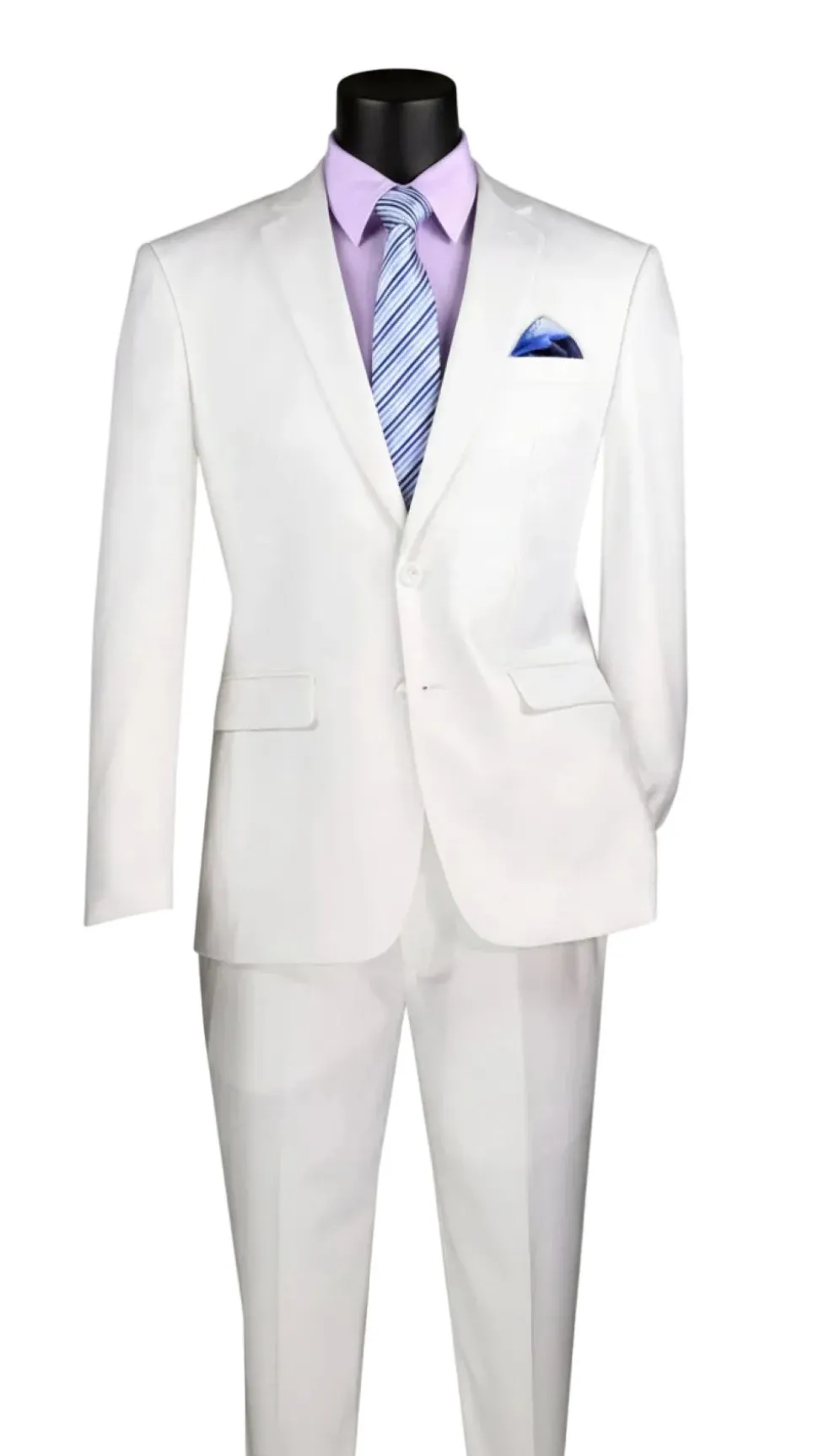 Slim Fit Men's Suit 2 Piece 2 Button in White