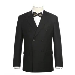 Slim Fit 2 Piece Black Double Breasted Peak Lapel Tuxedo