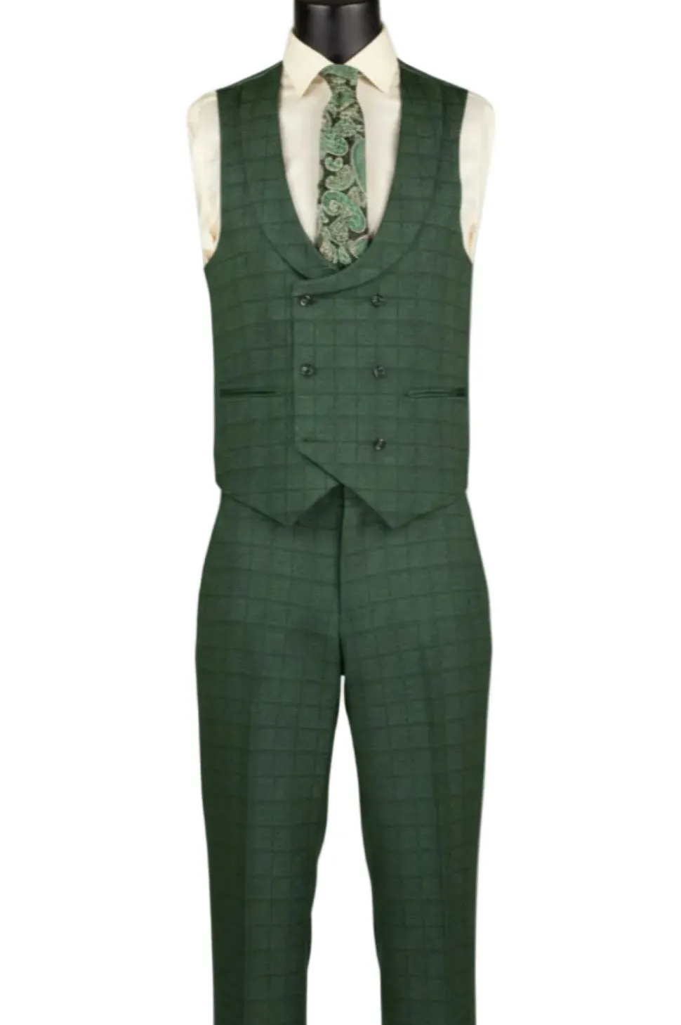 Slim Fit 3 Piece Stretch Fabric Suit in Green