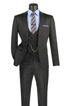 Slim Fit 3 Piece Stretch Fabric Suit in Black