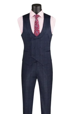 Slim Fit 3 Piece Stretch Fabric Suit in Navy