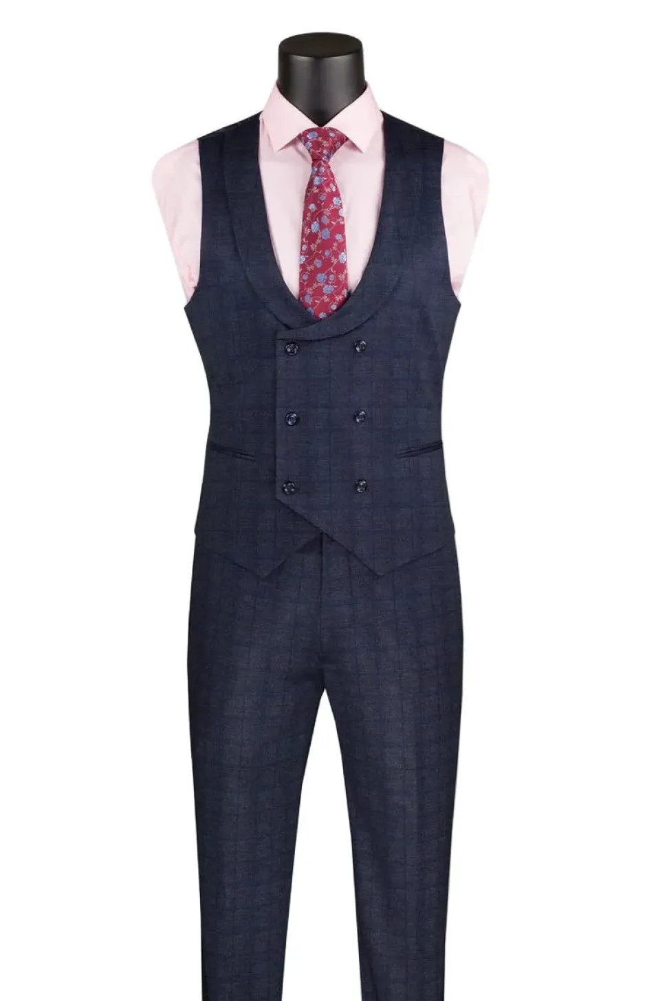 Slim Fit 3 Piece Stretch Fabric Suit in Navy