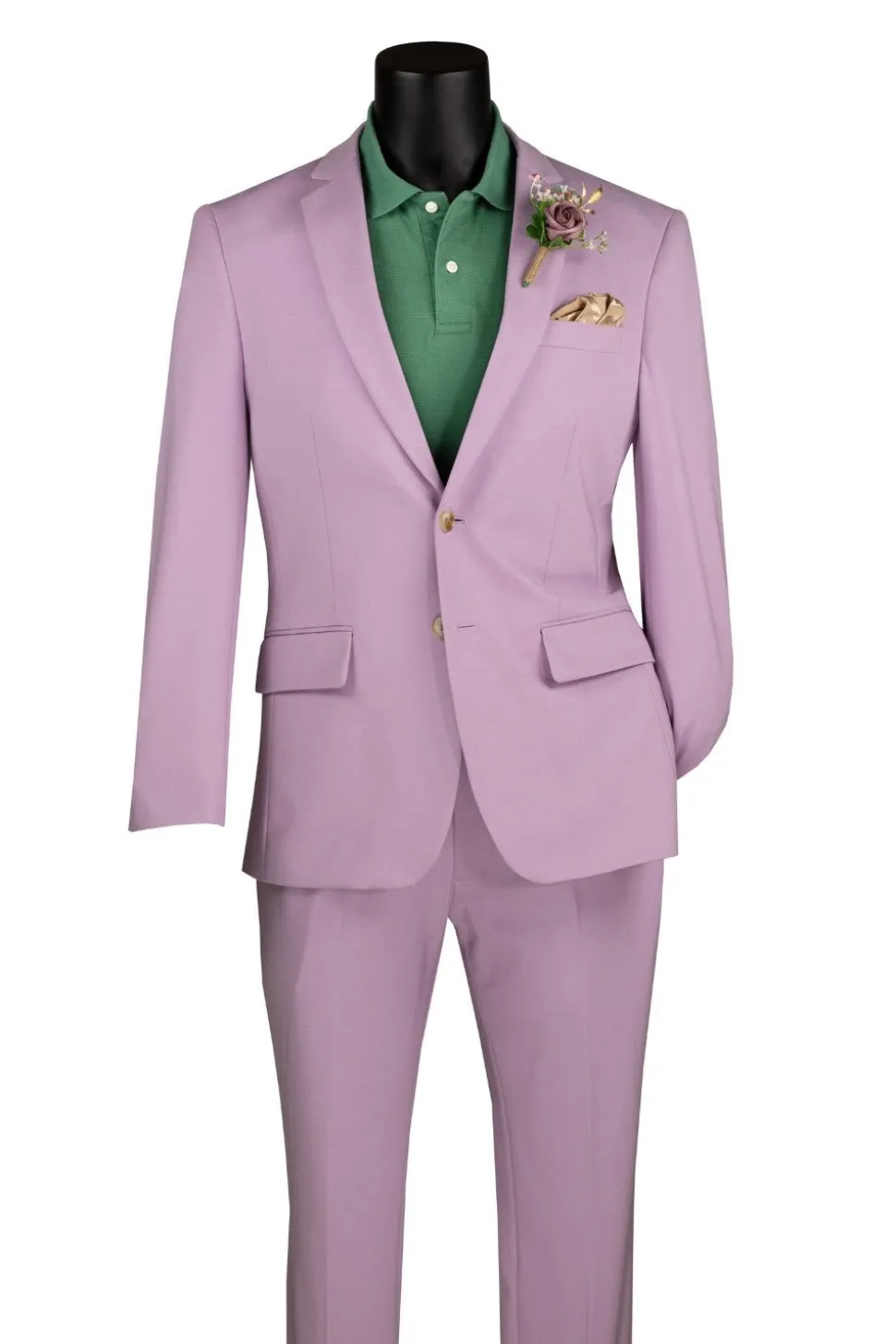 Slim Fit 2 Piece Suit Stretch Fabric Suit with Adjustable Waistband in Lavender