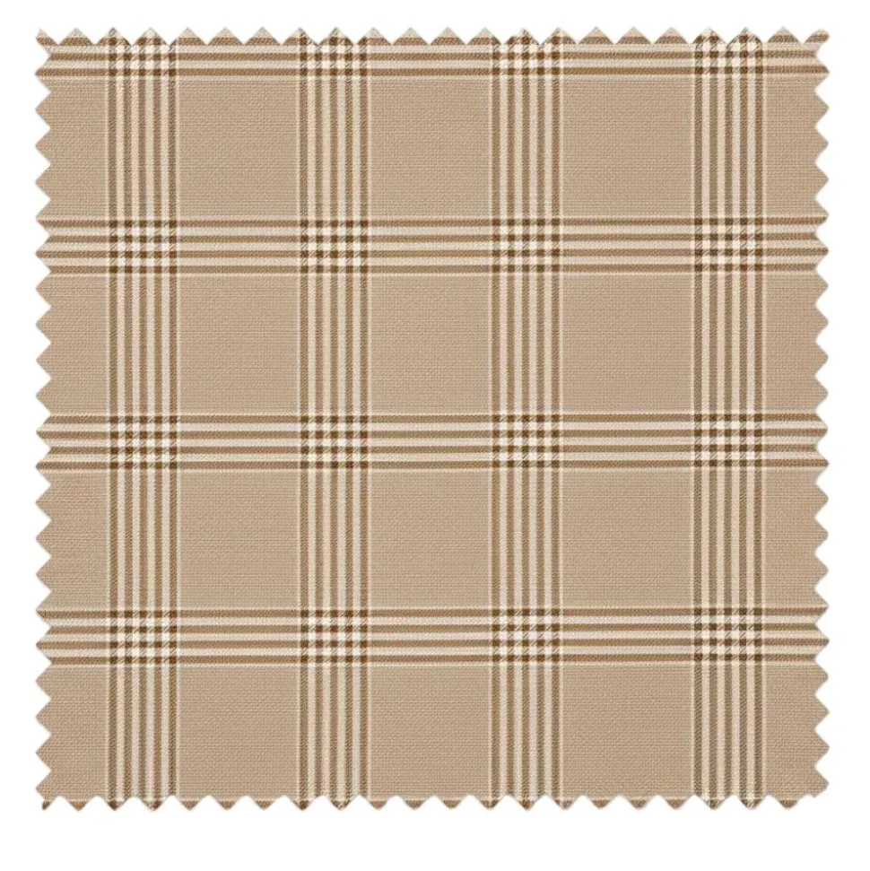 Slim Fit Suit Windowpane 3 Piece with Vest in Beige