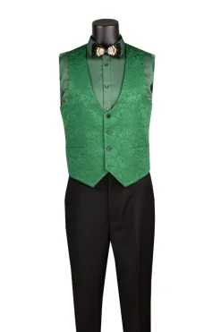 Slim Fit Tuxedo 3 Piece with Jacquard Pattern in Green