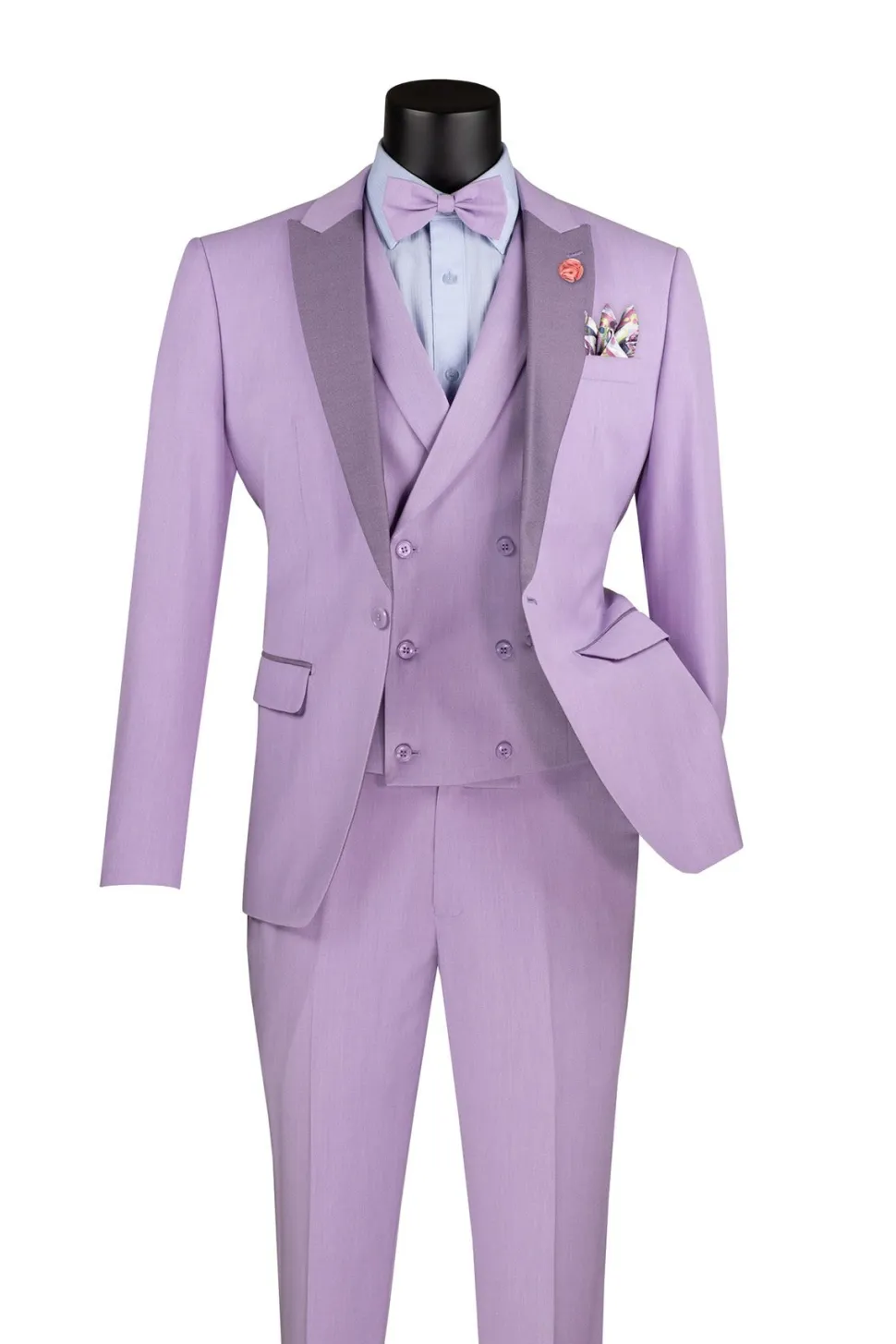 Slim Fit Tuxedo 3 Piece with Matching Bow Tie in Lavender