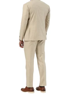 Stacy Adams - Beige 2 Piece Hybrid Fit Windowpane Double Breasted Suit