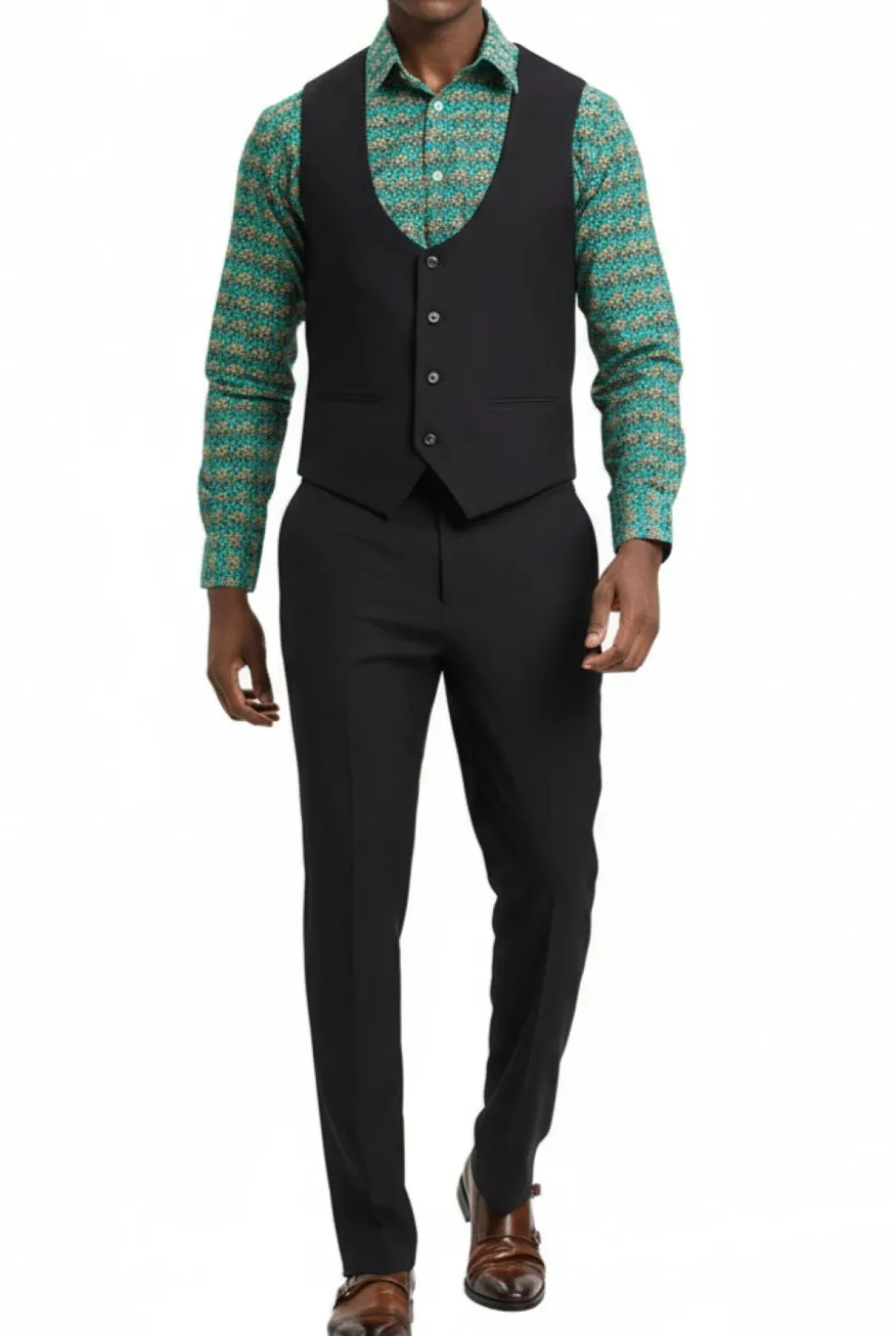 Stacy Adams - Black 3 Piece Hybrid Fit Suit With Expandable Waist Band