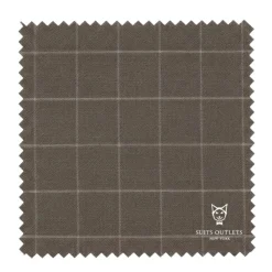 Stacy Adams - Brown Hybrid Fit Windowpane Double Breasted 2 Piece Suit With Expandable Waist Band