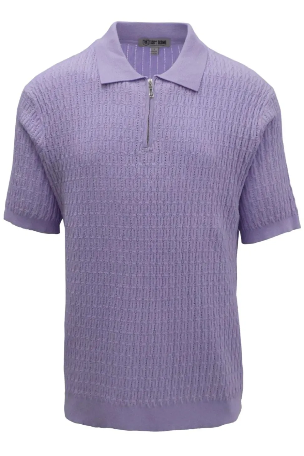 Stacy Adams - Lavender Textured Ribbed Quarter Zip Polo