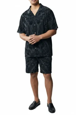 Stacy Adams - Men’s Black Abstract Design 2 Piece Walking Suit with Shorts Set