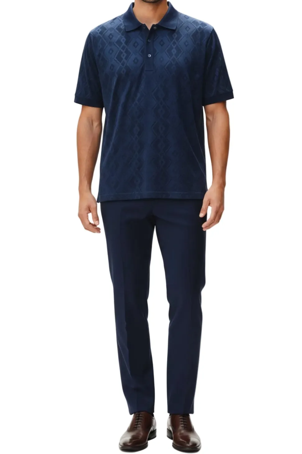 Stacy Adams - Men's Navy Stretch Polo Shirt