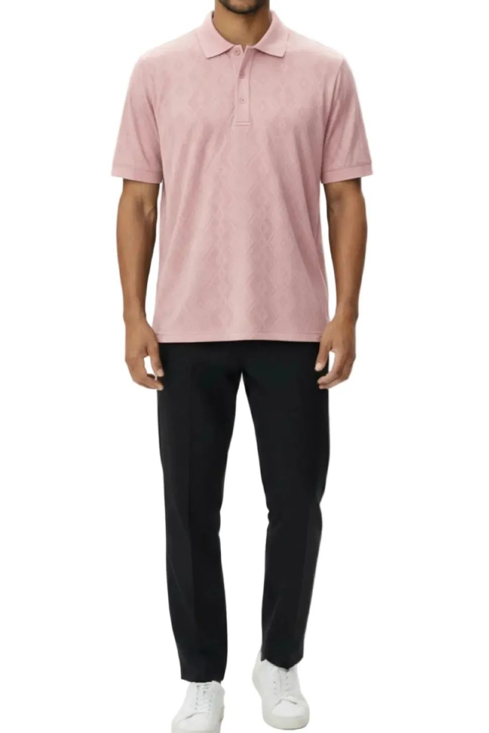 Stacy Adams - Men's Pink Stretch Polo Shirt