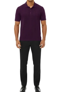 Stacy Adams - Men's Purple Geometric Meander Polo Shirt